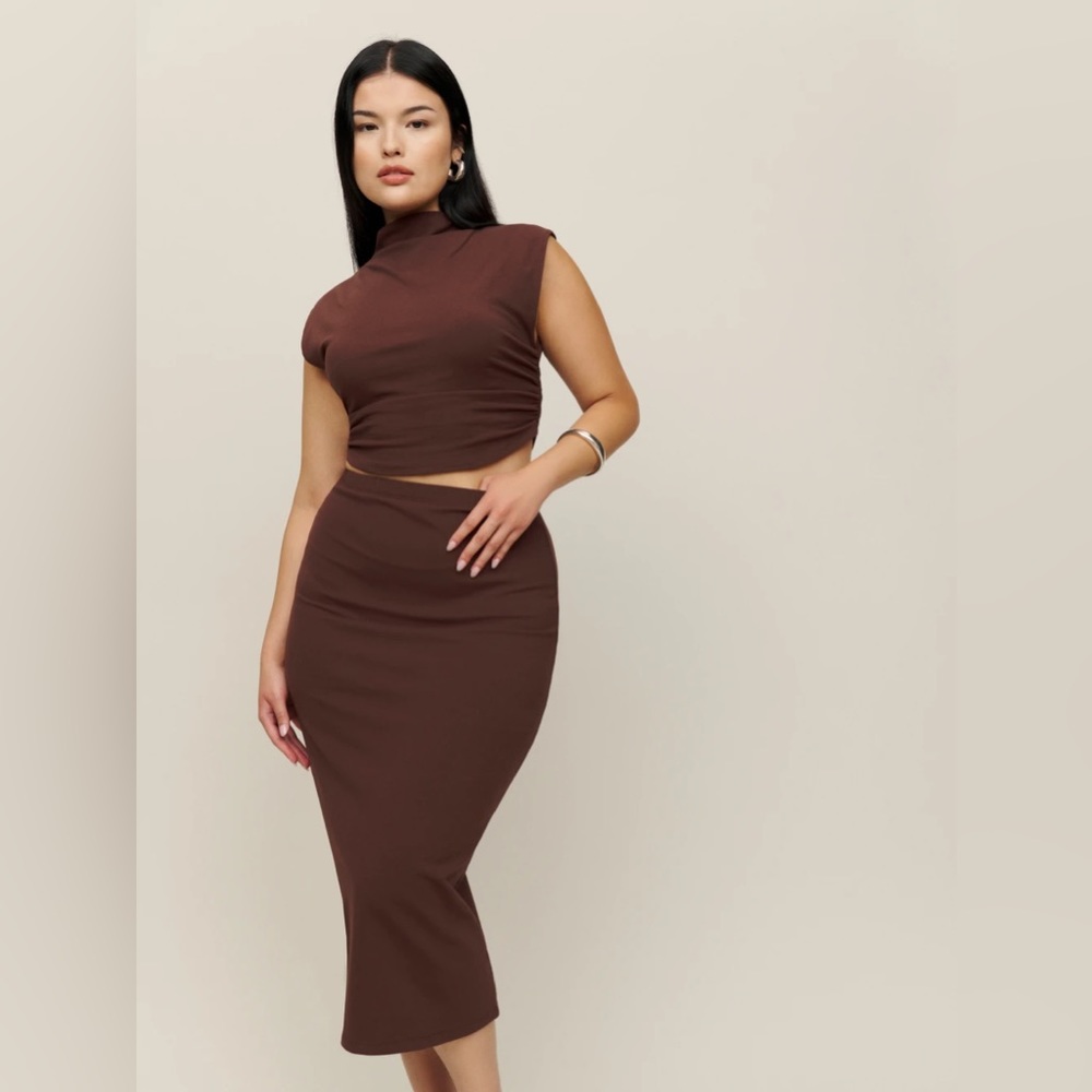 NWT Reformation Knit Two Piece - Brown Top and Skirt